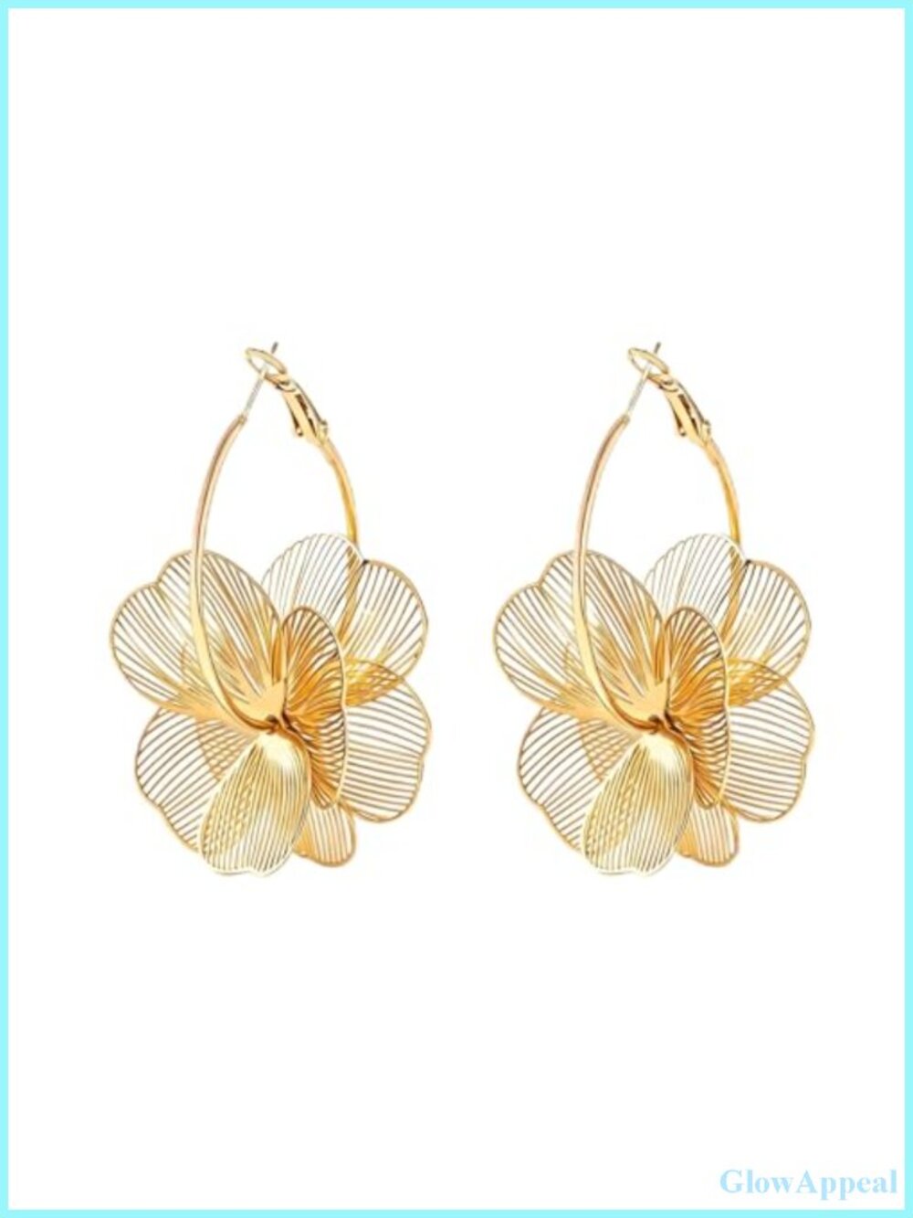 3D Flower Dangle Hoop Earrings for Women, Lightweight Statement Jewelry, Gift